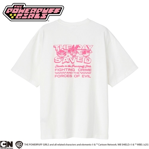 THE POWERPUFF GIRLS パワーパフ ガールズ Tシャツ バックロゴ ホワイト