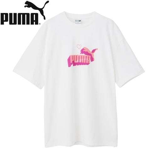 PUMA プーマ Tシャツ ピンク ロゴ(ホワイト): 通常| プラザ