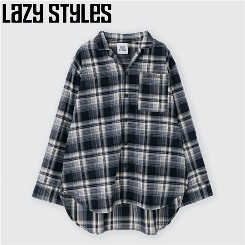 Lazy styles レイジースタイルズ オーバーチェックシャツ ネイビー