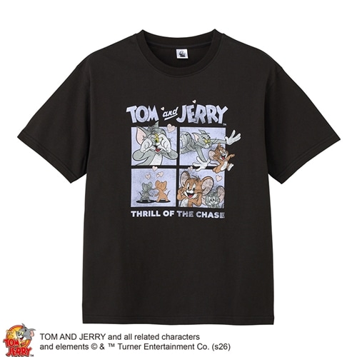 TOM and JERRY / トムとジェリー Tシャツ ブラック (ワイド)(ブラック