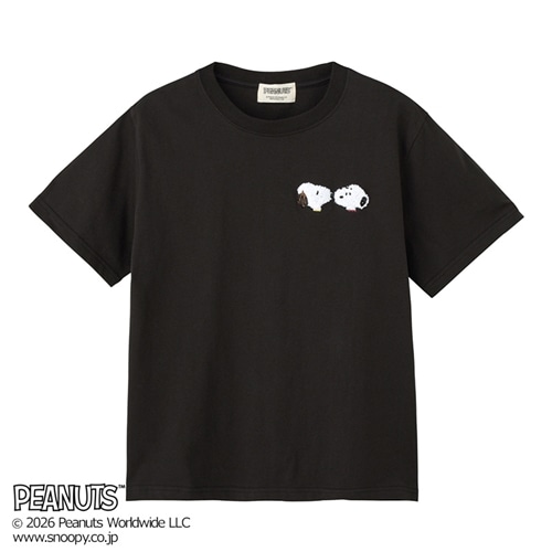 スヌーピー PEANUTS / Tシャツ サガラ刺しゅう ブラック（ベーシック