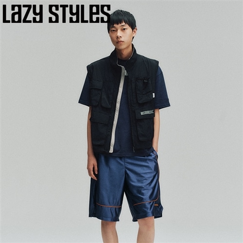Lazy styles レイジースタイルズ マルチポケットLAZYベスト(ブラック