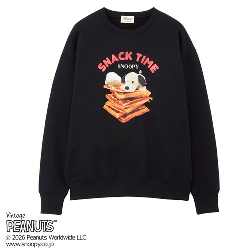 スヌーピー PEANUTS ワッフルスウェット ブラック(ブラック): 通常 