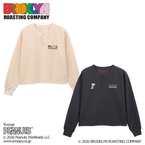 スヌーピー PEANUTS / ブルックリン ロースティング カンパニー / ヘンリーネックワッフルロングスリーブTシャツ