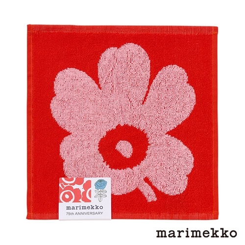 日本限定】marimekko マリメッコ Unikko ミニタオル レッド×ピンク