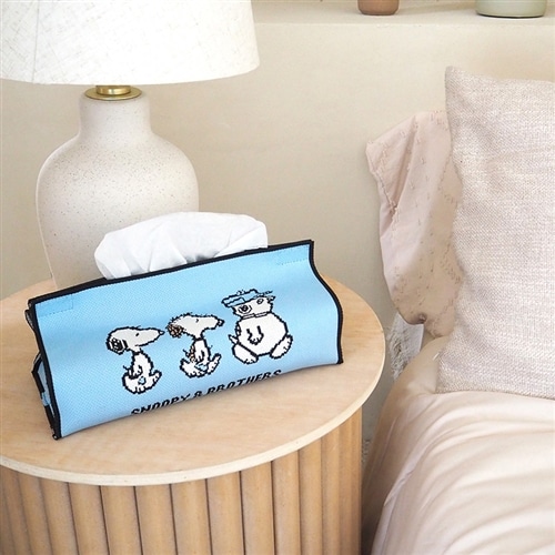 スヌーピー PEANUTS tenteニッティング ティッシュカバー(ブルー