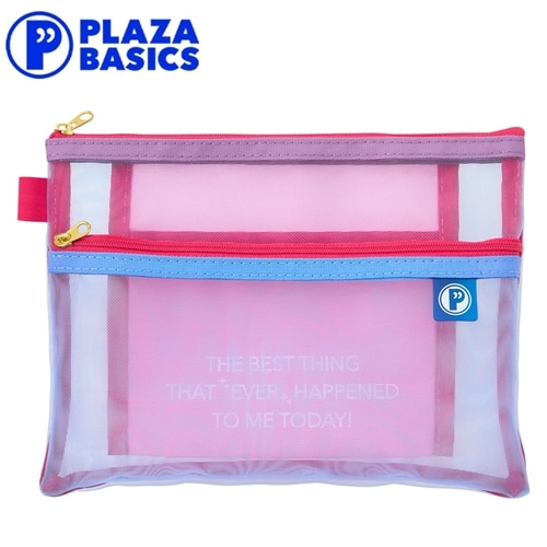 トラベルメッシュポーチ【L・M size】＊パープル/ティアレ＊フラ/ハワイアン PLAZA BASICS メッシュフラットポーチM パープル(メッシュ