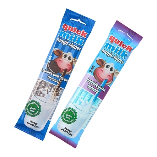 クイックミルク フレーバーストロー 5本入り(クッキークリーム・バブルガム)