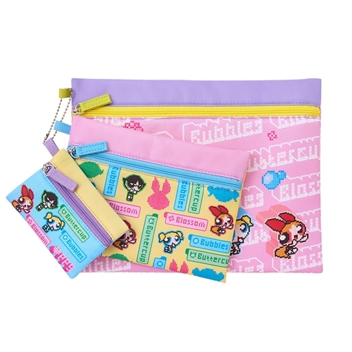 THE POWERPUFF GIRLS パワーパフ ガールズ 3連ポーチ カラフルピクセル