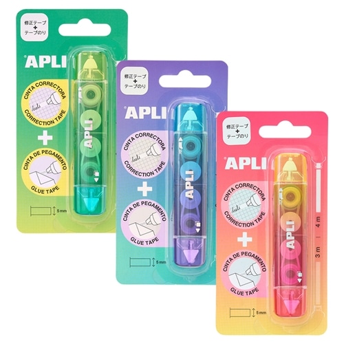 APLI アプリ 2in1修正テープ+テープのり(グリーン): 通常| プラザ